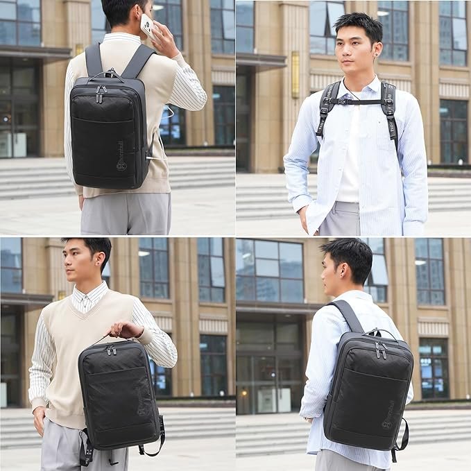 HORNBULL Zurich Backpack 42L Office Travel 17 inch Laptop Backpack 3 in 1 Expandable & Convertible USB & Type-C Port Water-resistant Multi Compartment Overnight Backpack for Men - Image 3